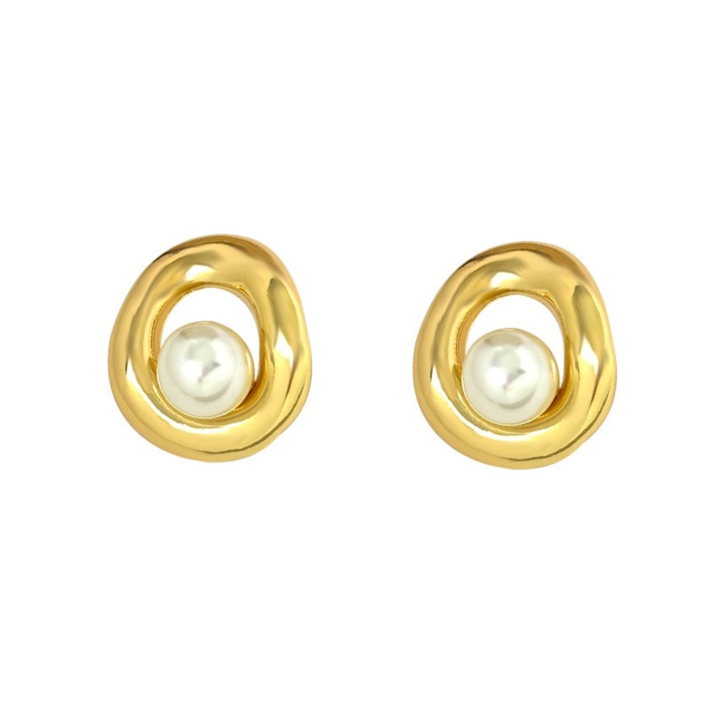 18K Gold Plated Pearl Earrings*Round Circle Earrings*Old Money Earrings*LW